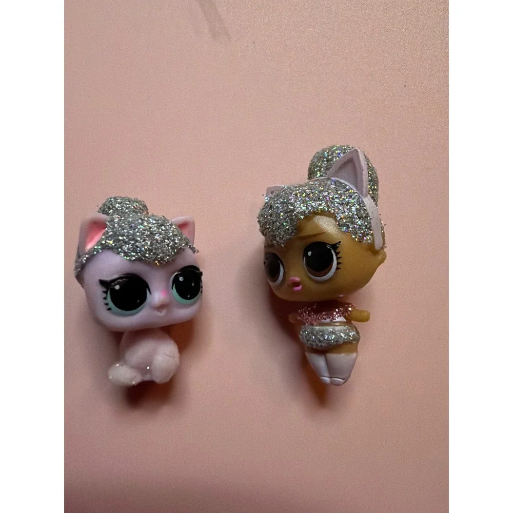 LOL‎ Surprise Glitter Series Doll and Pet Set Silver Glitter Hair Pink Figures